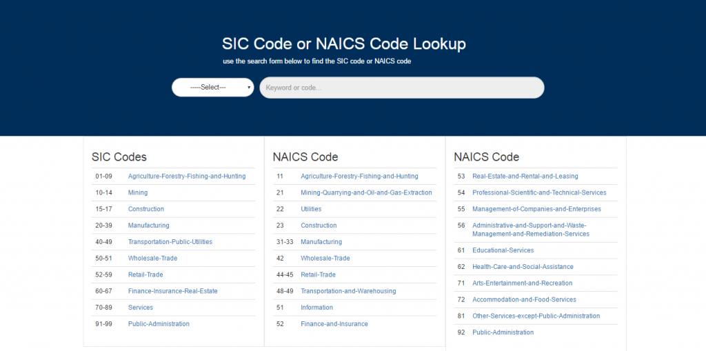 Navigate To SICNAICS Code Lookup Tool 1024x509 
